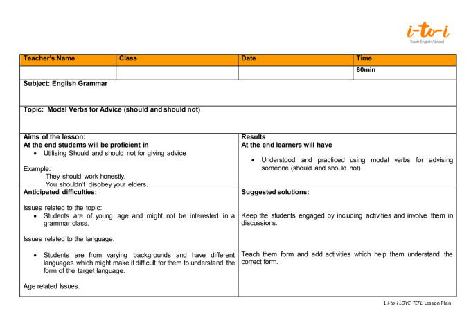 create a lesson plan as per your requirement